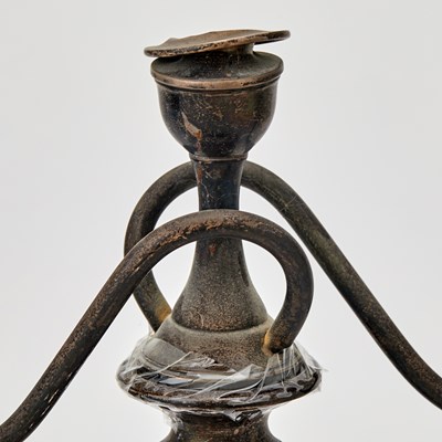 Lot 9 - Silver Candle Stick in 3 parts, 32 ozs., weighted and damaged.