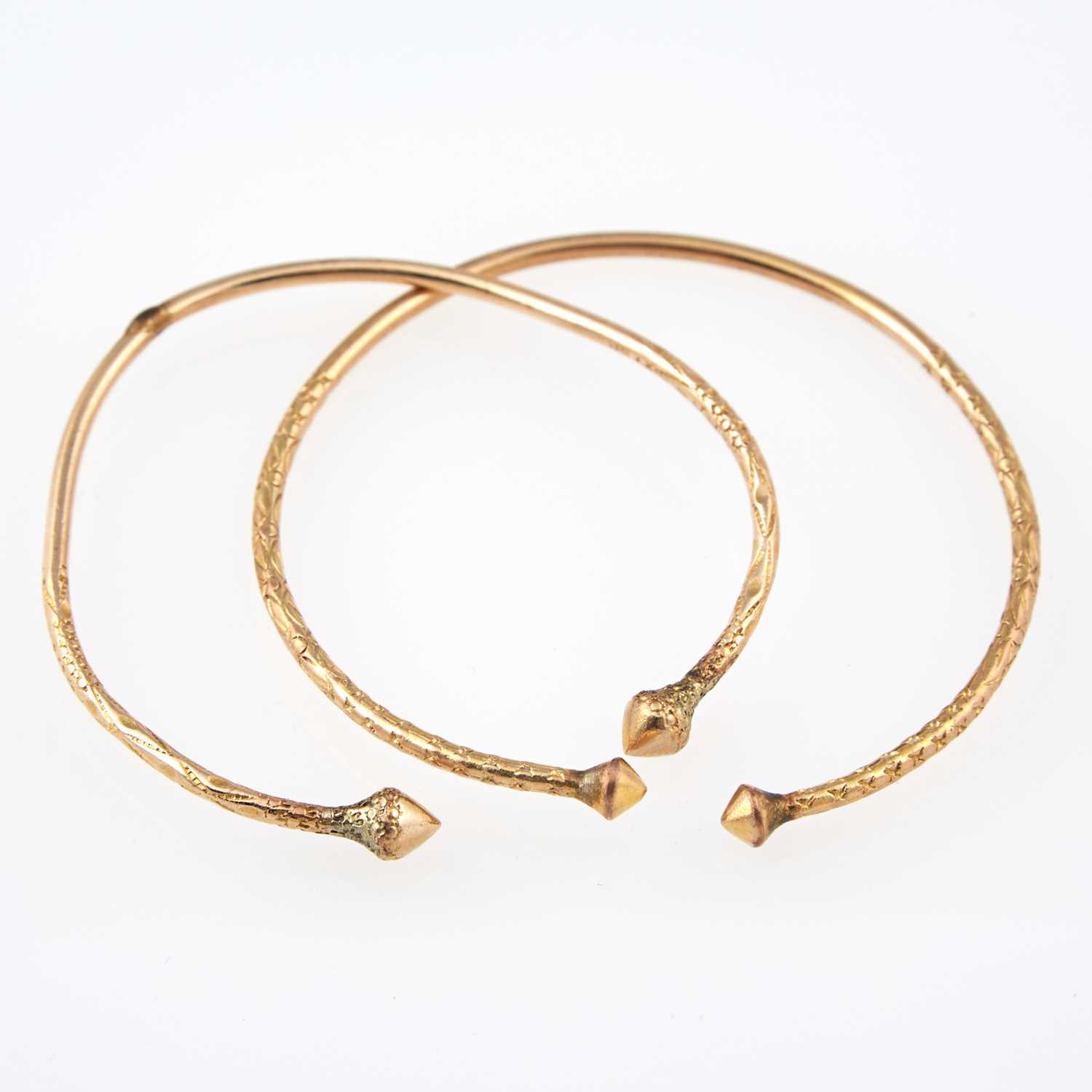 Lot 157 - Two Gold Rigid Bracelets, 10K 13 dwt., damaged