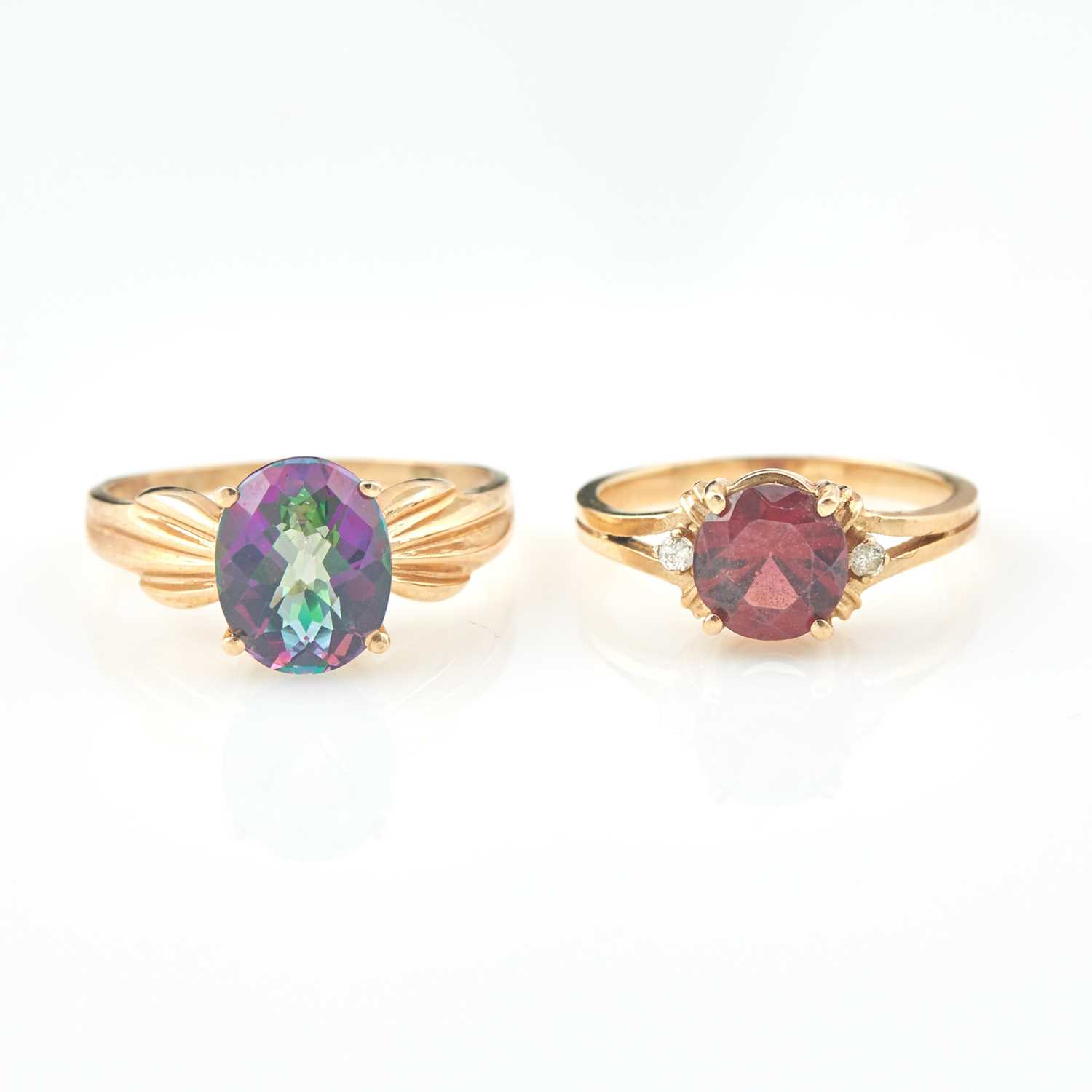 Lot 229 - Two Diamond and Stone Rings, 14K 3 dwt. all