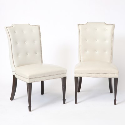 Lot 732 - Set of Twelve Leather Tufted Dining Chairs