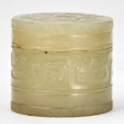 Lot 530 - A Small Chinese Celadon Jade Box and Cover