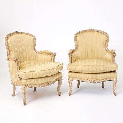 Lot 142 - Pair of Louis XV Painted Bergeres en Cabriolet