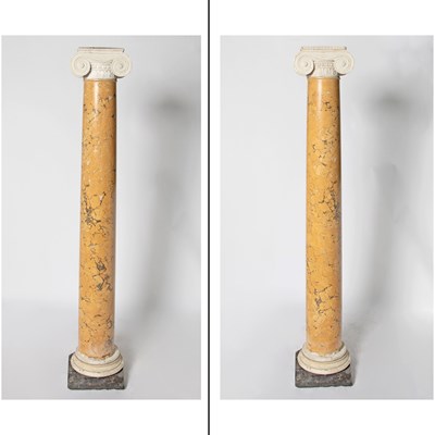 Lot 272 - Pair of Scagliola Columns; Together with Capitals and Bases