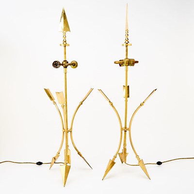 Lot 567 - Pair of Jansen Style Brass Lamps