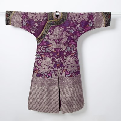 Lot 77 - A Chinese Purple Ground Brocade Silk Dragon Robe