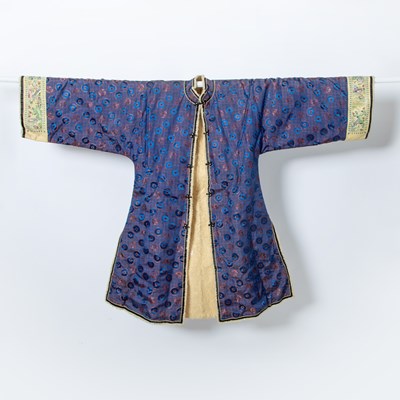 Lot 80 - A Chinese Brocade and Embroidered Silk Robe