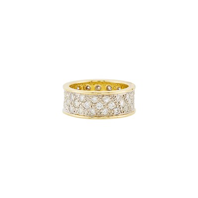 Lot 2346 - Wide Two-Color Gold and Diamond Band Ring
