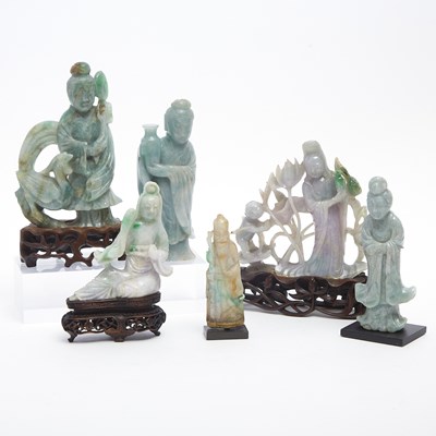 Lot 127 - Six Chinese Jadeite Figural Carvings