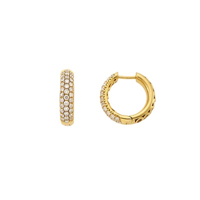 Lot 1248 - Pair of Gold and Diamond Hoop Earrings