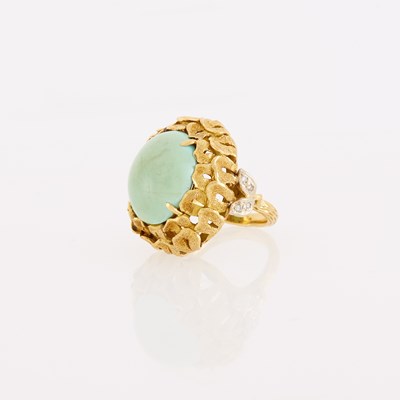 Lot 1180 - Two-Color Gold, Turquoise and Diamond Ring