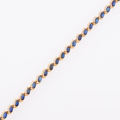 Lot 1234 - Gold, Sapphire and Diamond Bracelet