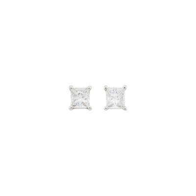 Lot 1034 - Pair of White Gold and Diamond Stud Earrings