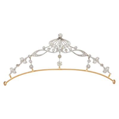 Lot 1053 - Belle Époque Platinum, Gold and Diamond Tiara