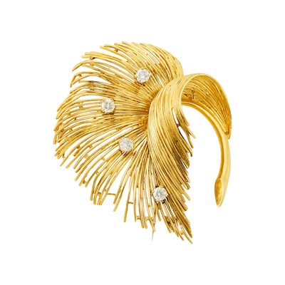 Lot 2363 - Tiffany & Co. Gold and Diamond Spray Brooch
