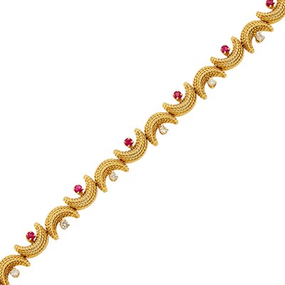 Lot 2080 - Tiffany & Co. Gold, Ruby and Diamond Bracelet