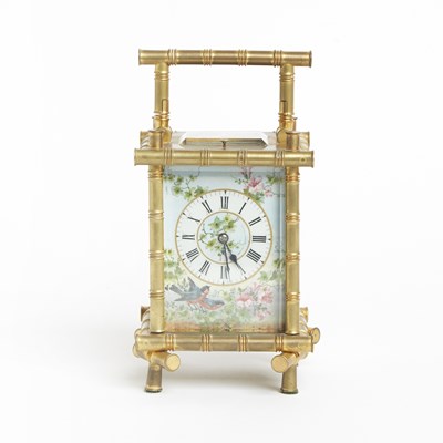 Lot 552 - Gilt Metal Faux Bamboo Carriage Clock