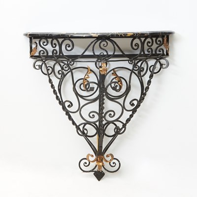Lot 395 - Assembled Marble and Wrought Iron Console