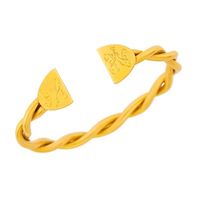 Lot 1076 - High Karat Braided Gold Bangle Bracelet