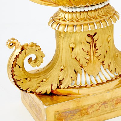 Lot 635 - Paris Porcelain Empire Style Hand-Painted Gold-Ground Vase