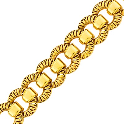 Lot 76 - Tiffany & Co. Wide Gold Link Bracelet
