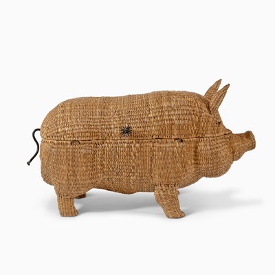 Lot 1006 - Large Wicker Pig-Form Trunk