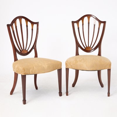Lot 163 - Set of Eight George III Style Inlaid Mahogany Dining Side Chairs