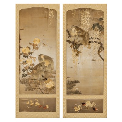 Lot 241 - A Pair of Japanese Embroidered Silk Panels