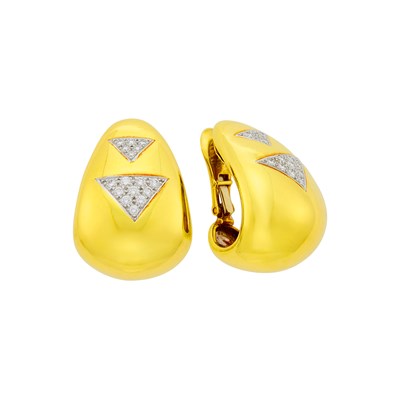 Lot 1 - David Webb Pair of Gold and Diamond Hoop Earclips