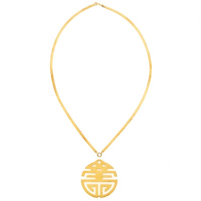 Lot 2047 - Gold Pendant and Collar Necklace