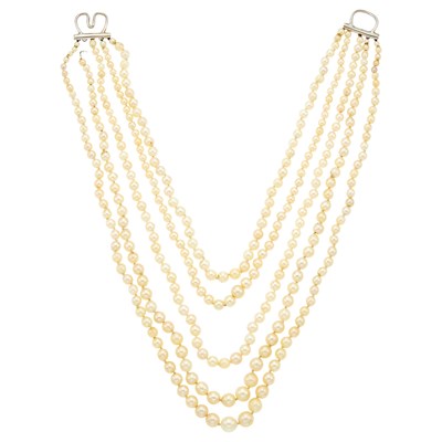 Lot 1227 - Four Strand Cultured Pearl Necklace with Silver Clasp