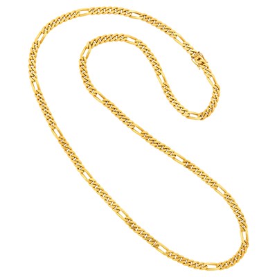 Lot 1095 - Long Gold Curb Link Chain Necklace
