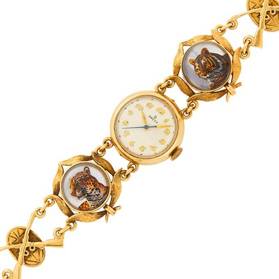 Lot 2066 - Omega Gold and Carved Rock Crystal Reverse Intaglio Wristwatch