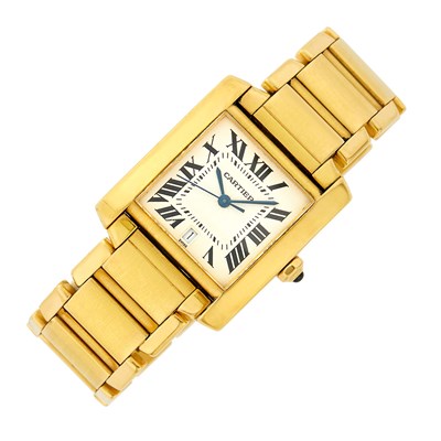 Lot 17 - Cartier Gold 'Tank Francaise' Wristwatch, Ref. 1840
