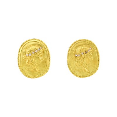 Lot 2094 - Seidengang Pair of Gold and Diamond 'Athena' Earrings