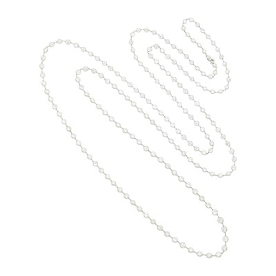 Lot 140 - Long Platinum and Diamond Chain Necklace
