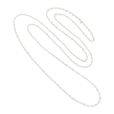 Lot 121 - Long Platinum and Diamond Chain Necklace