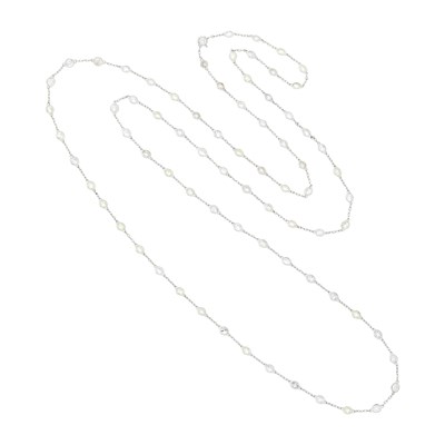 Lot 156 - Long Platinum and Diamond Chain Necklace