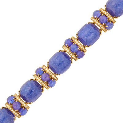 Lot 94 - Seaman Schepps Gold, Cabochon Tanzanite and Diamond Bracelet