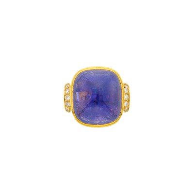 Lot 92 - Seaman Schepps Gold, Cabochon Tanzanite and Diamond Ring