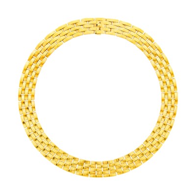Lot 43 - Cartier Five Row Gold 'Panthère' Link Necklace, France