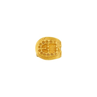Lot 1079 - Ilias Lalaounis Hammered Gold Buckle Band Ring