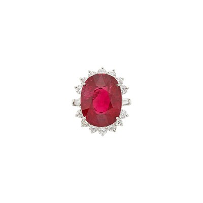 Lot 145 - Platinum, Rubellite and Diamond Ring