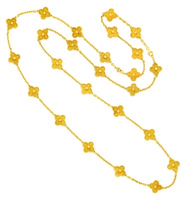 Lot 50 - Van Cleef & Arpels Gold 'Alhambra' Necklace/Bracelet Combination, France