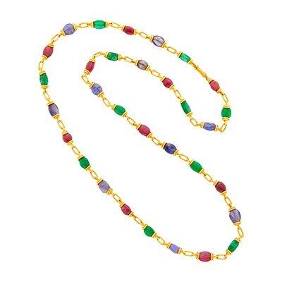 Lot 78 - David Webb Gold and Colored Stone Bead Chain Necklace
