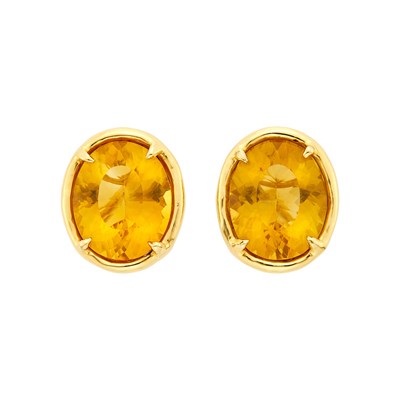 Lot 276 - Pair of Gold and Citrine Earclips