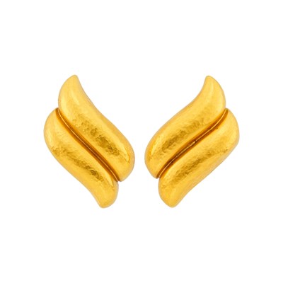 Lot 1081 - Zolotas Pair of Hammered High Karat Gold Earclips