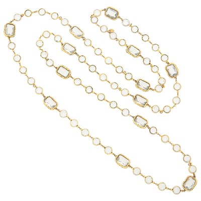 Lot 263 - Chanel Long Paste 'Chicklet' Necklace