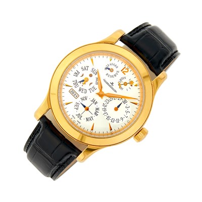 Lot 73 - Jaeger-leCoultre Gentlemen's Gold 'Master Eight Days Perpetual Calendar' Wristwatch