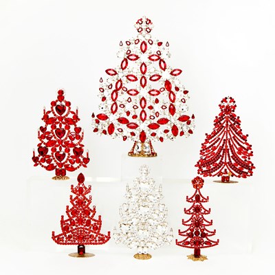 Lot 571 - Group of Six Jeweled Christmas Trees