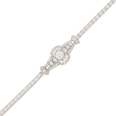 Lot 1048 - Platinum and Diamond Bracelet